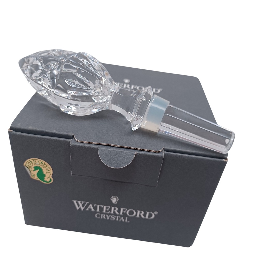 Waterford Crystal Wine Bottle Stopper Faceted Glass Teardrop with Original Box